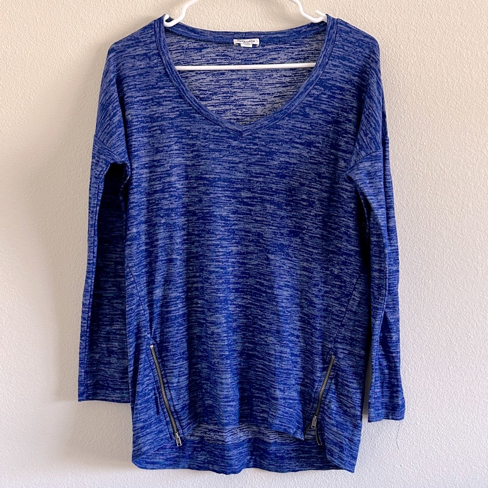 Splendid Side Zip Long Sleeve Top Size Small